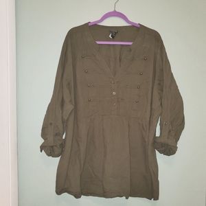 Torrid Olive green military blouse shirt 5X